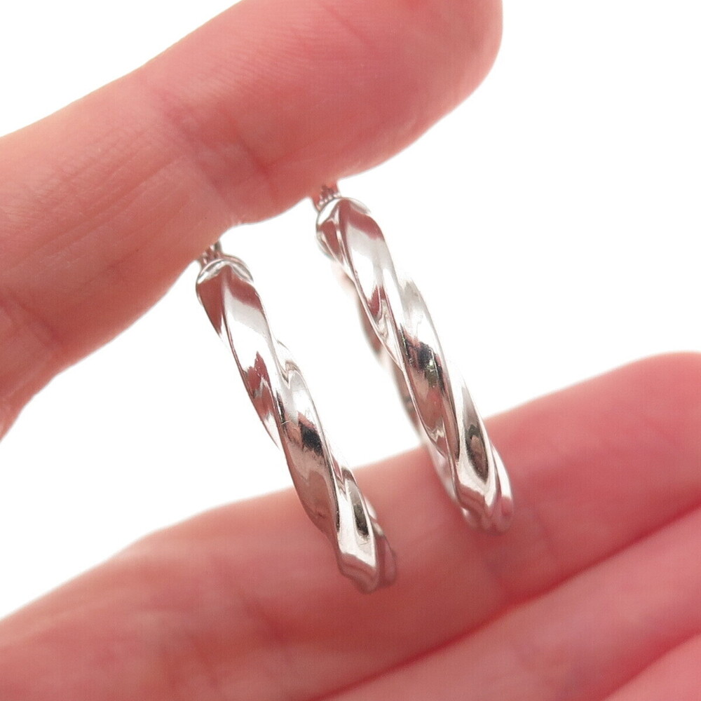 925 Sterling Silver Vintage Italy Twisted Hoop Earrings